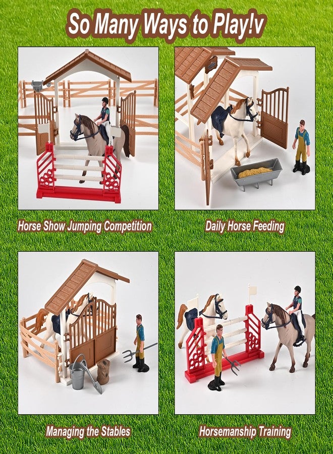 GOLDGE Horse Stable Playset - Horse Toys, Pretend Play with Rider, Fence, Wash Area, Animal Figures, Gifts for Girls & Boys 3-12 - Image 4